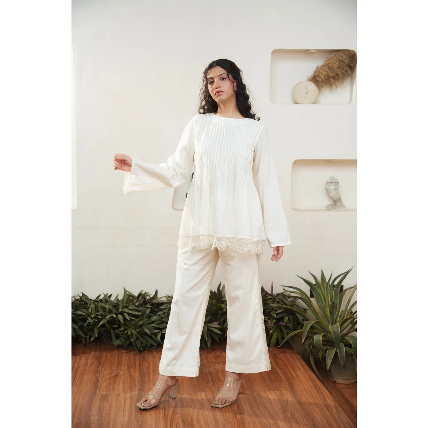 Our Dve Capsule 3 set top pantalone beige cotone