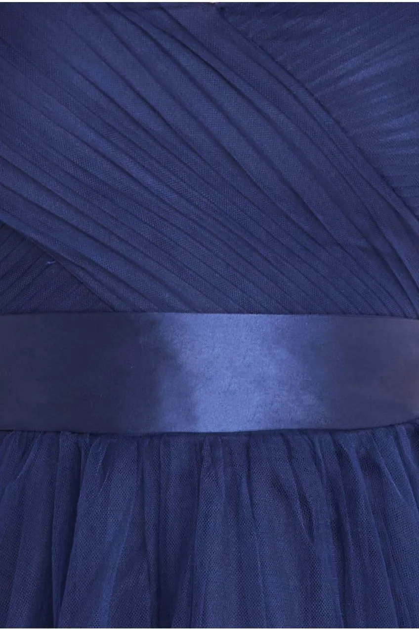 Goddiva Off Shoulder Princess maxi abito navy