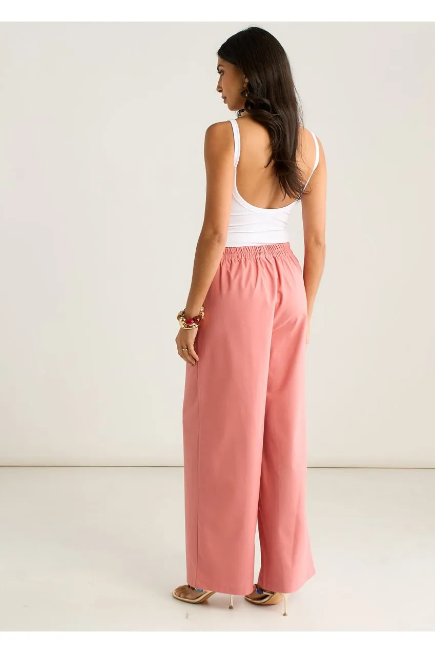 Gini London GL2229 pantaloni corallo lino gamba larga