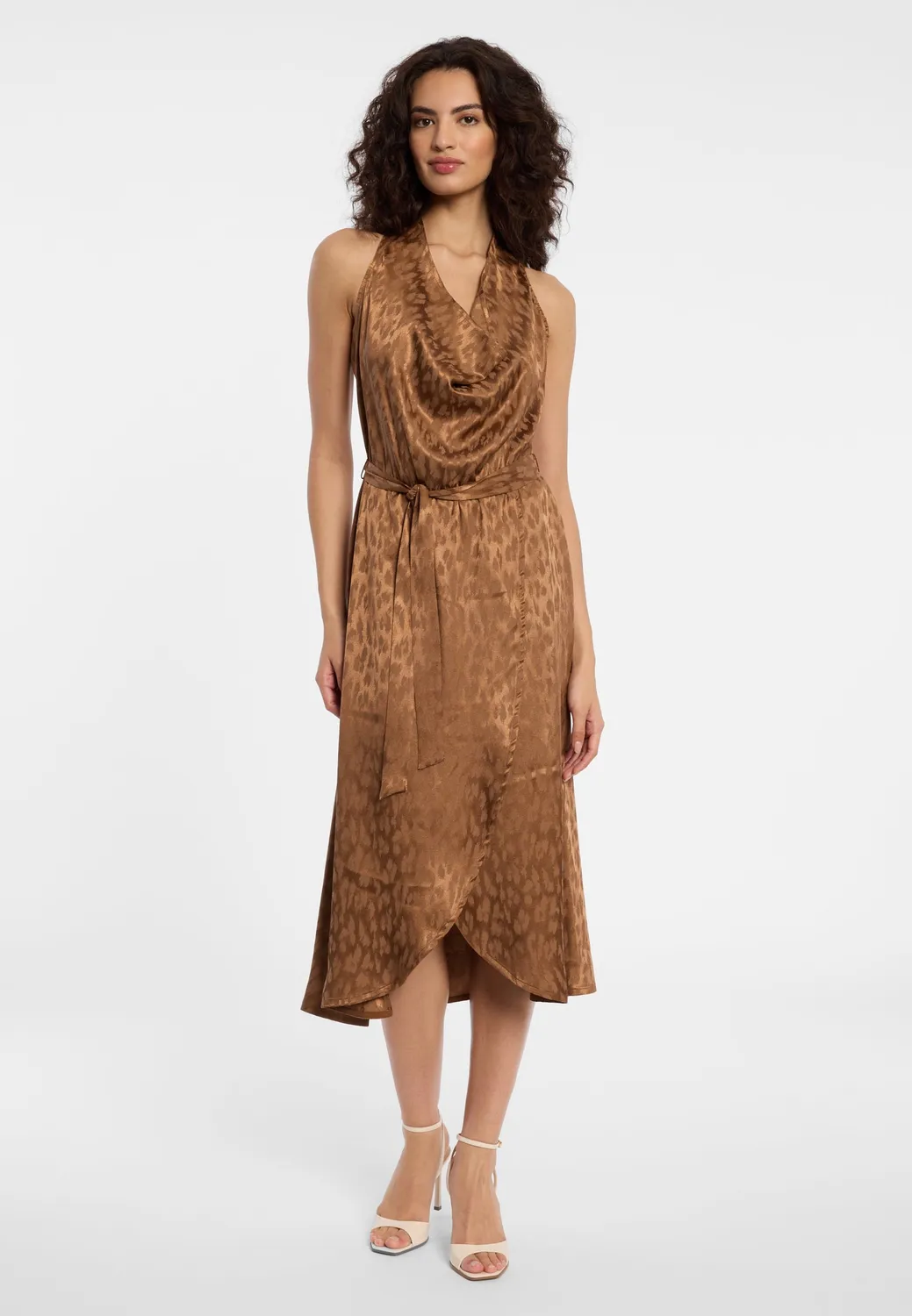 Ana Alcazar Dasha abito midi halterneck marrone