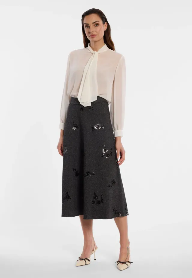 Ana Alcazar Evanna gonna midi tweed lurex