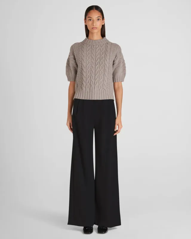 Violante Nessi Ruscha maglione taupe cashwool trecce