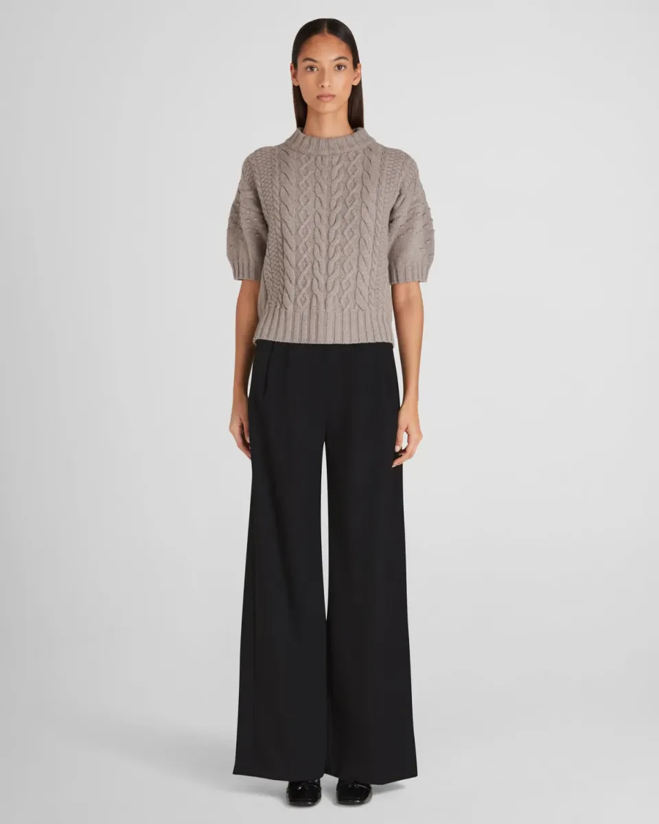 Violante Nessi Ruscha maglione taupe cashwool trecce