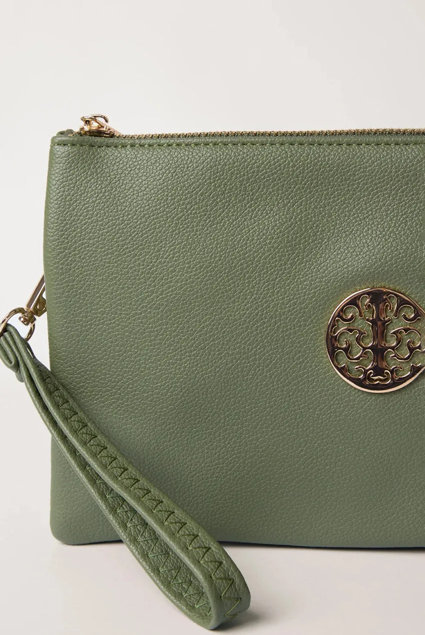 Blue Vanilla Clutch pochette kaki con tracolla