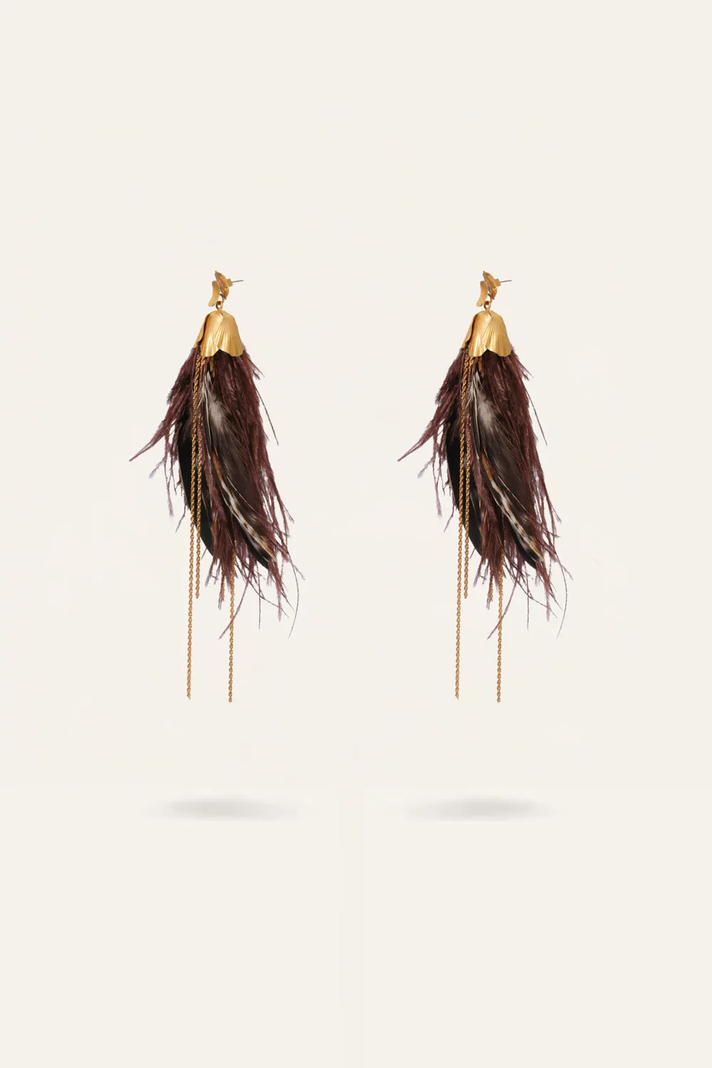 Johanna Ortiz Luminous Fortune orecchini piume marrone