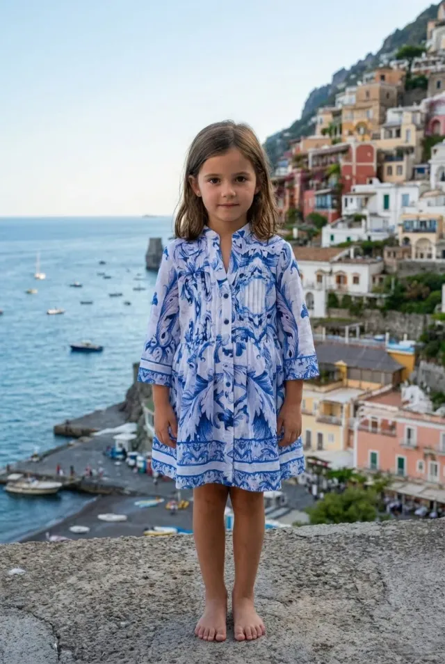 Antica Sartoria FV049 abito bimba cotone bianco