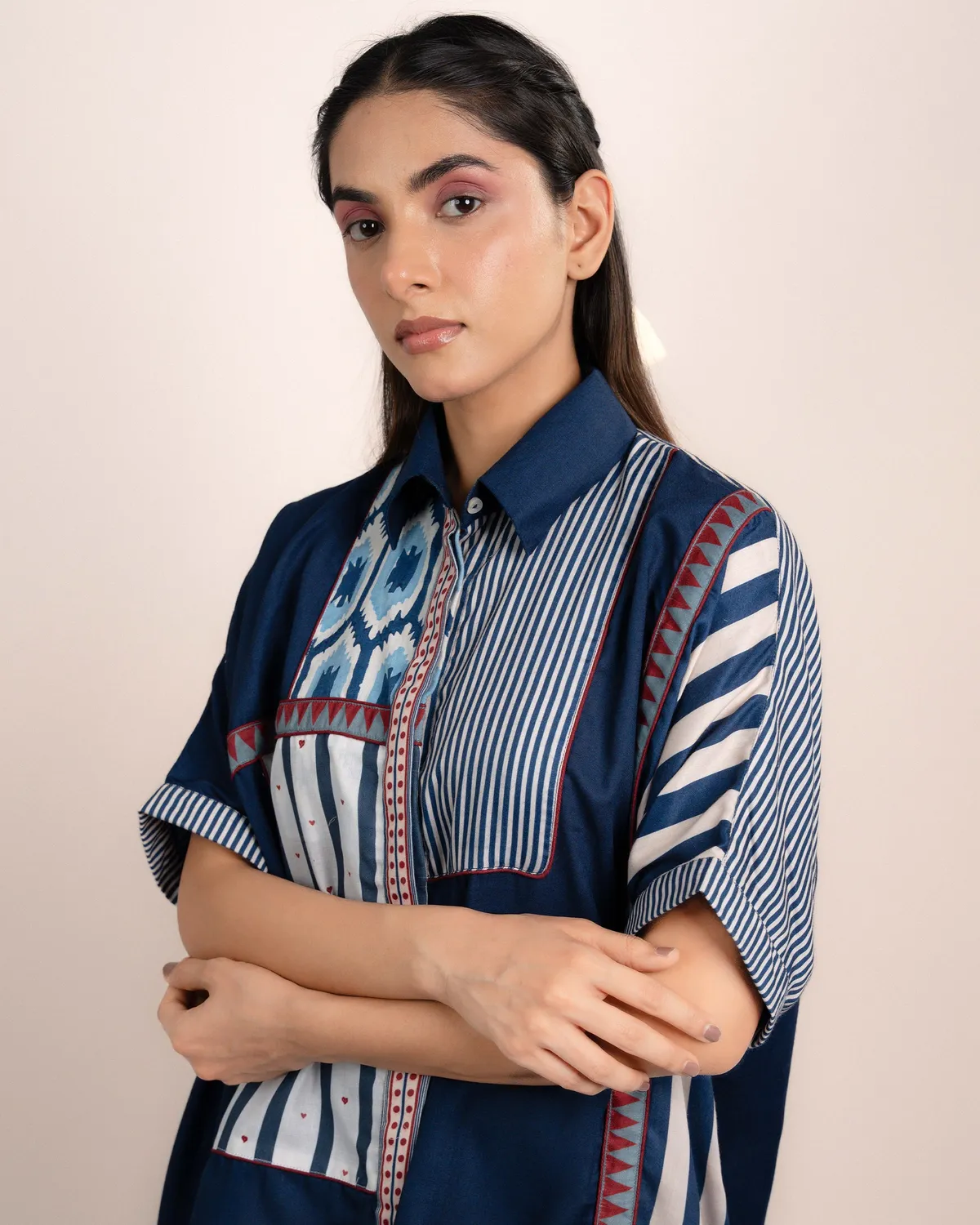 Our Dve Jojo Shirt camicia modal blu indaco