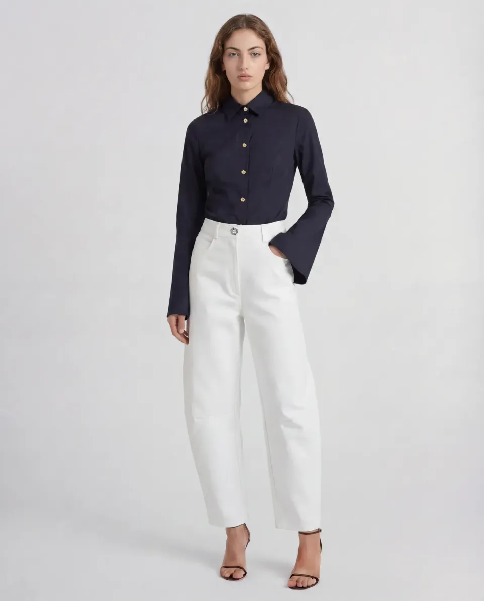Violante Nessi Cayo camicia cotone comfort blu navy