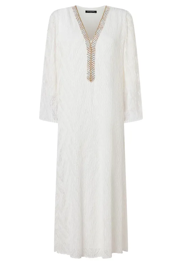 Ana Alcazar Zaira caftano maxi bianco pizzo