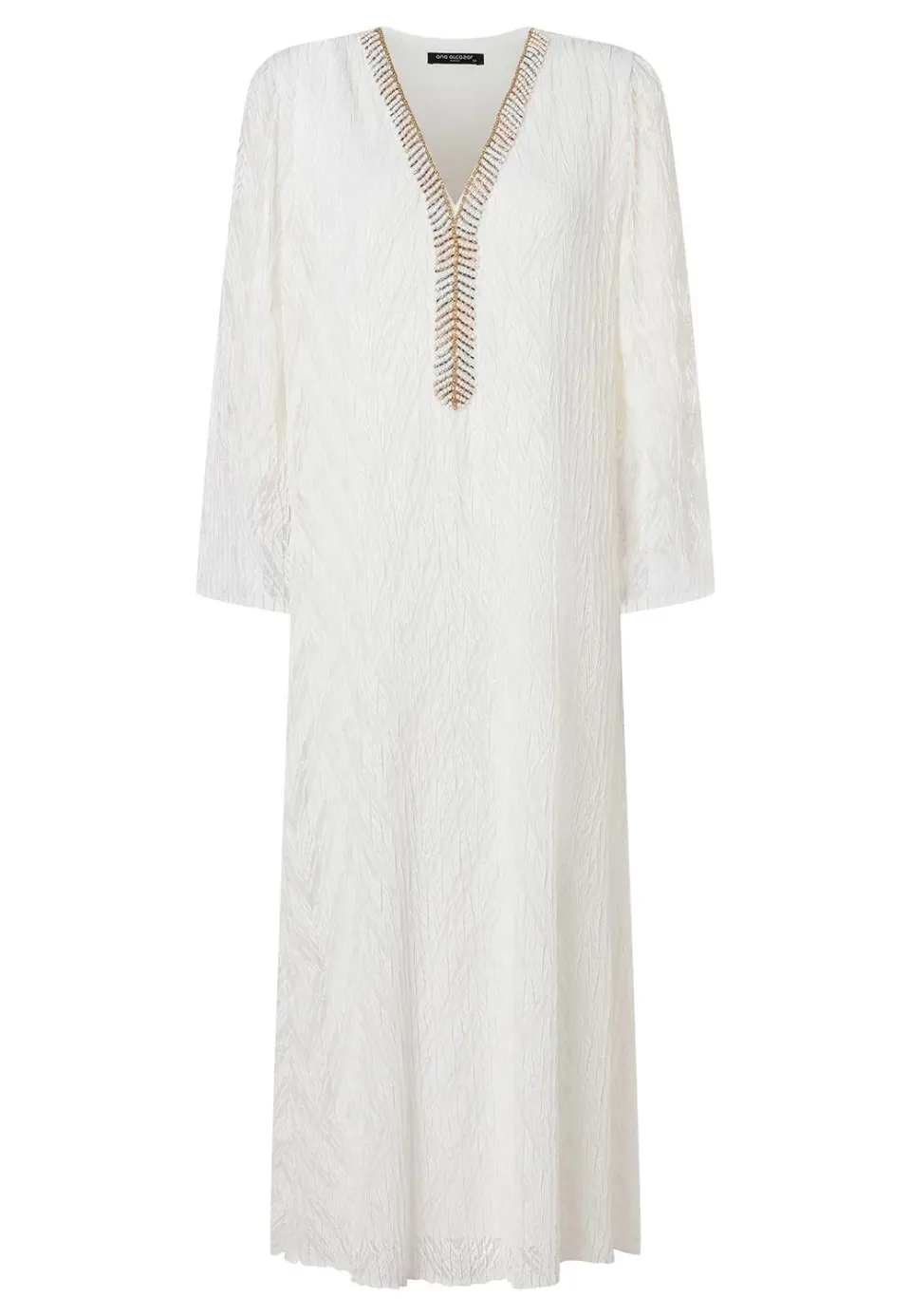 Ana Alcazar Zaira caftano maxi bianco pizzo