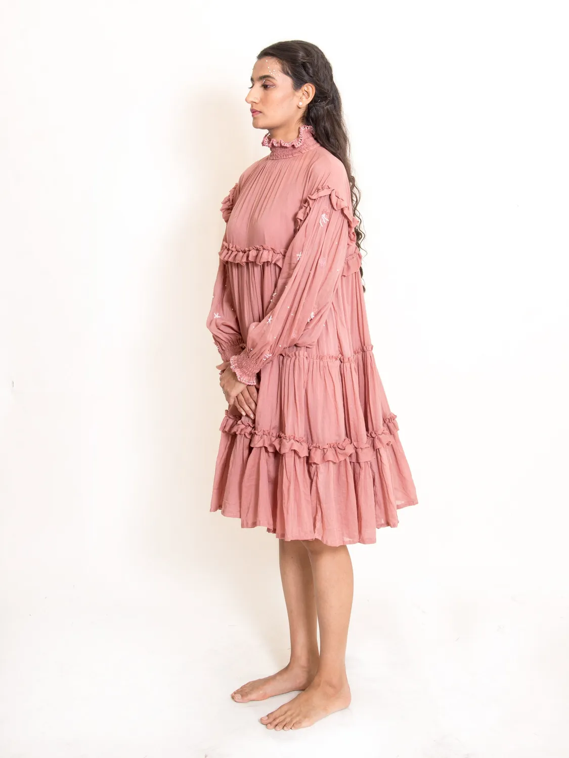 Our Dve Squid Dress vestito cotone rosa cipria