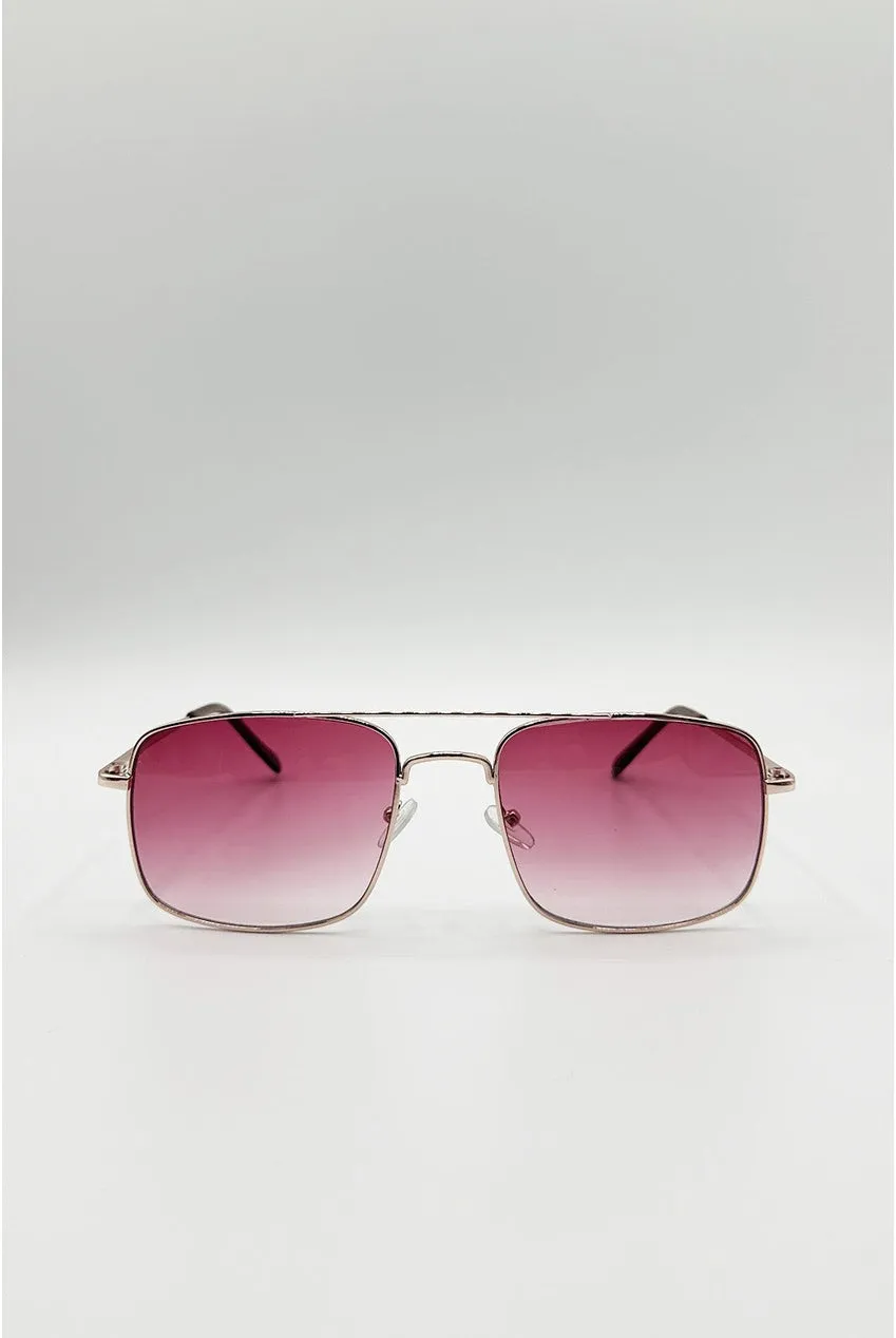 SVNX Aviator Square occhiali da sole oro rosa
