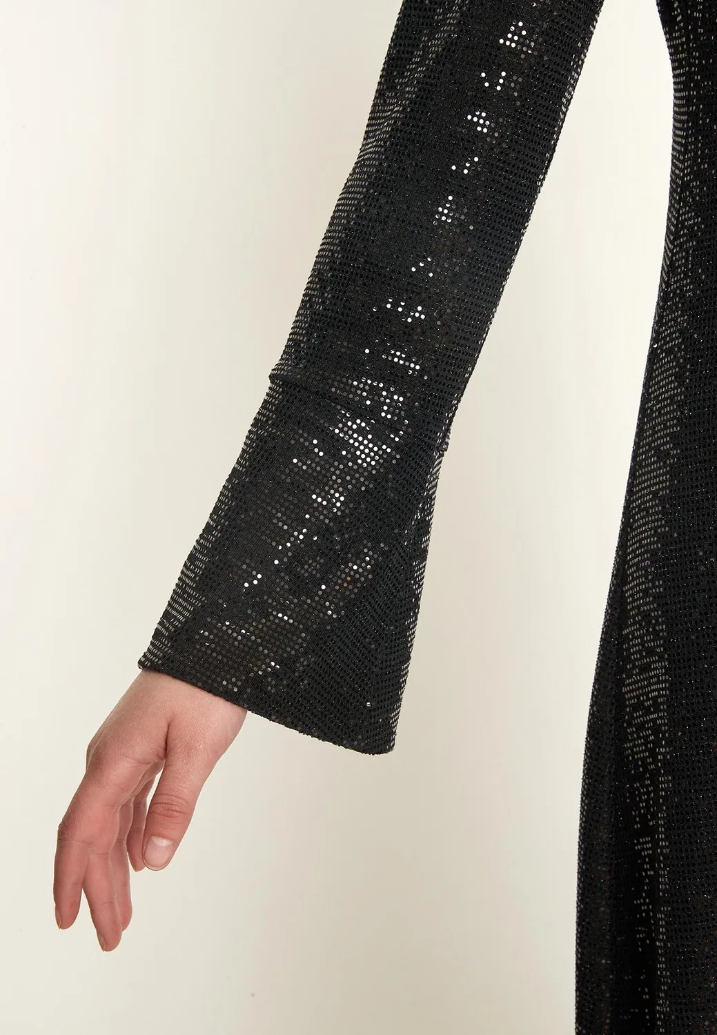 Ana Alcazar Ofrea abito lungo paillettes nero