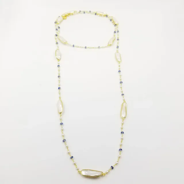 Our Dve collana lunga perle acquamarina oro 18kt