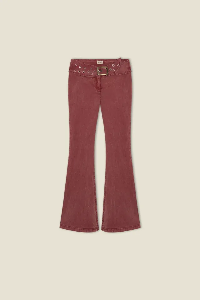 Dahlia Bomba pantaloni marrone vita bassa bootcut
