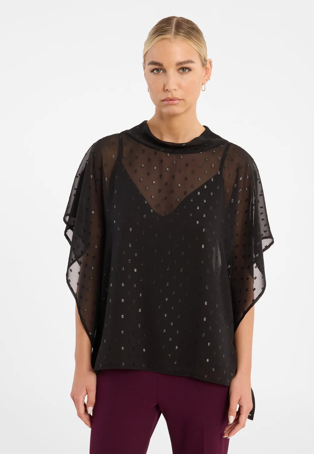 Ana Alcazar Cibini top chiffon nero glitter
