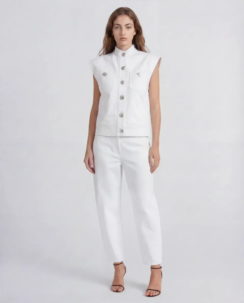 Violante Nessi Fia gilet bianco denim organico