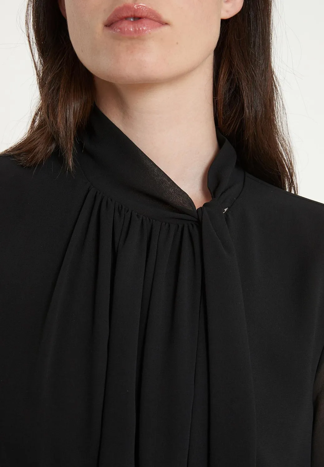 Ana Alcazar Tiwa abito chiffon nero corto da sera