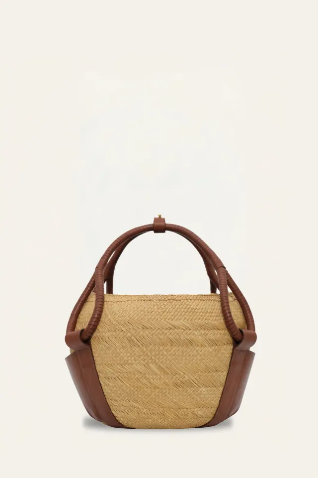 Johanna Ortiz Ballad Frontier tote paglia cammello pelle