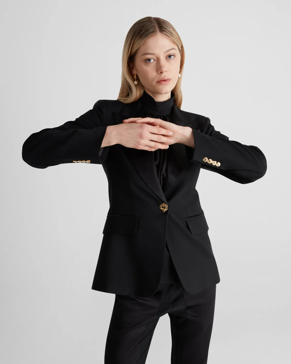 Violante Nessi Uccellini blazer nero lana e seta