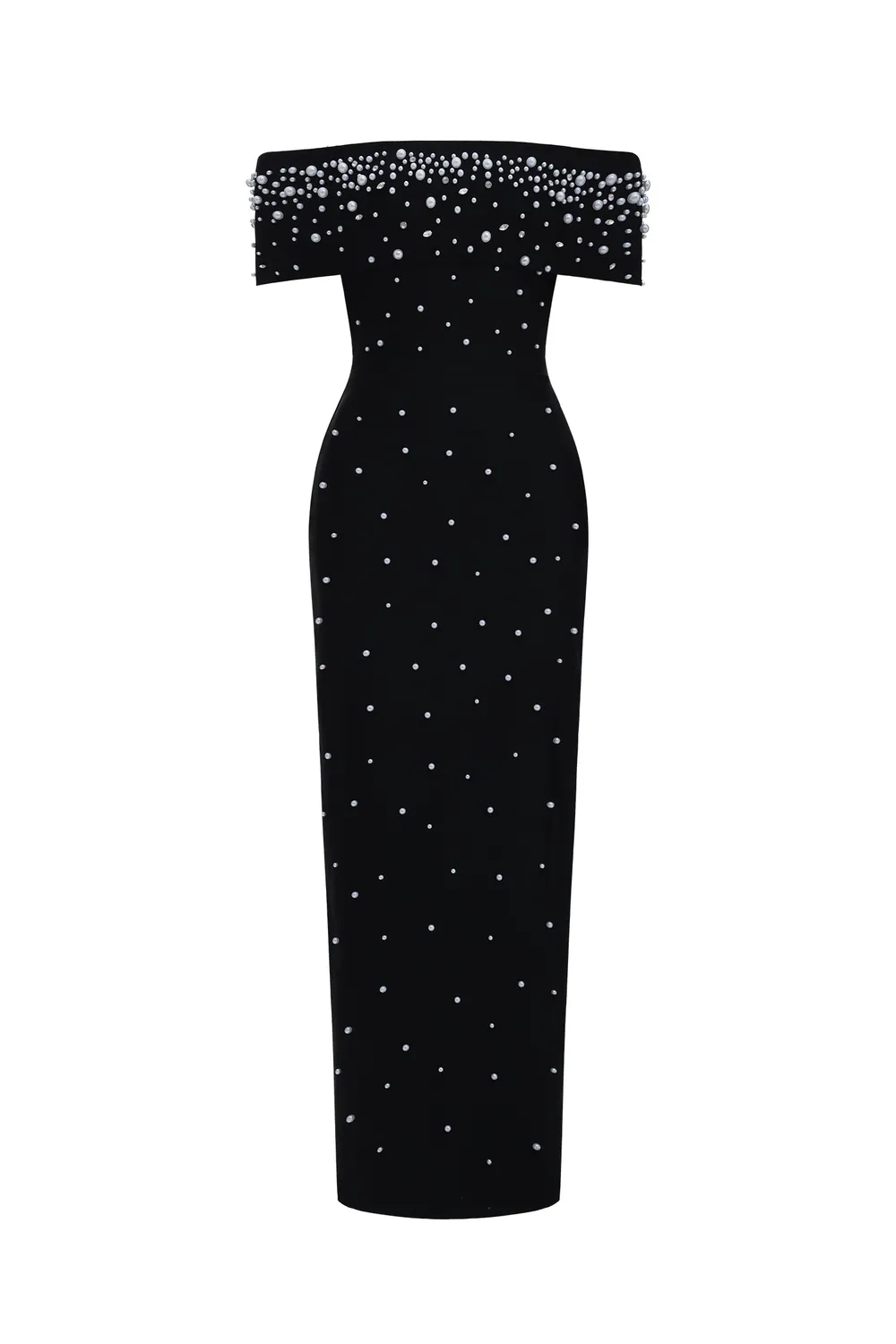 Bella Barnett Elegant Contour Isme abito maxi nero perle