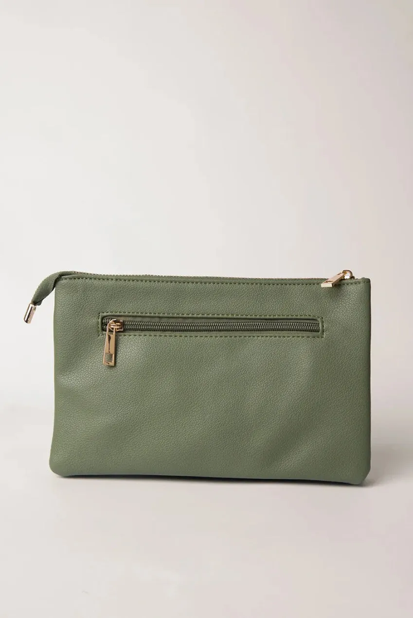 Blue Vanilla Clutch pochette kaki con tracolla
