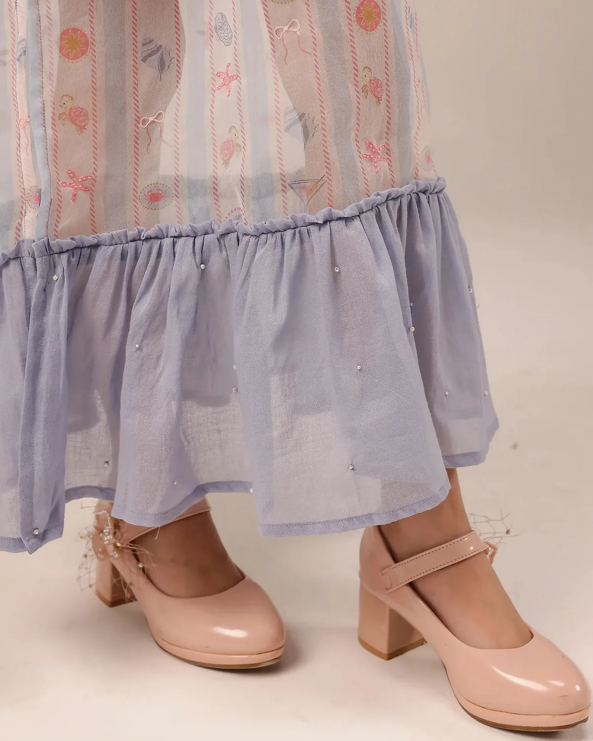 Our Dve Palm Whisper Dress vestito rosa-blu bambina