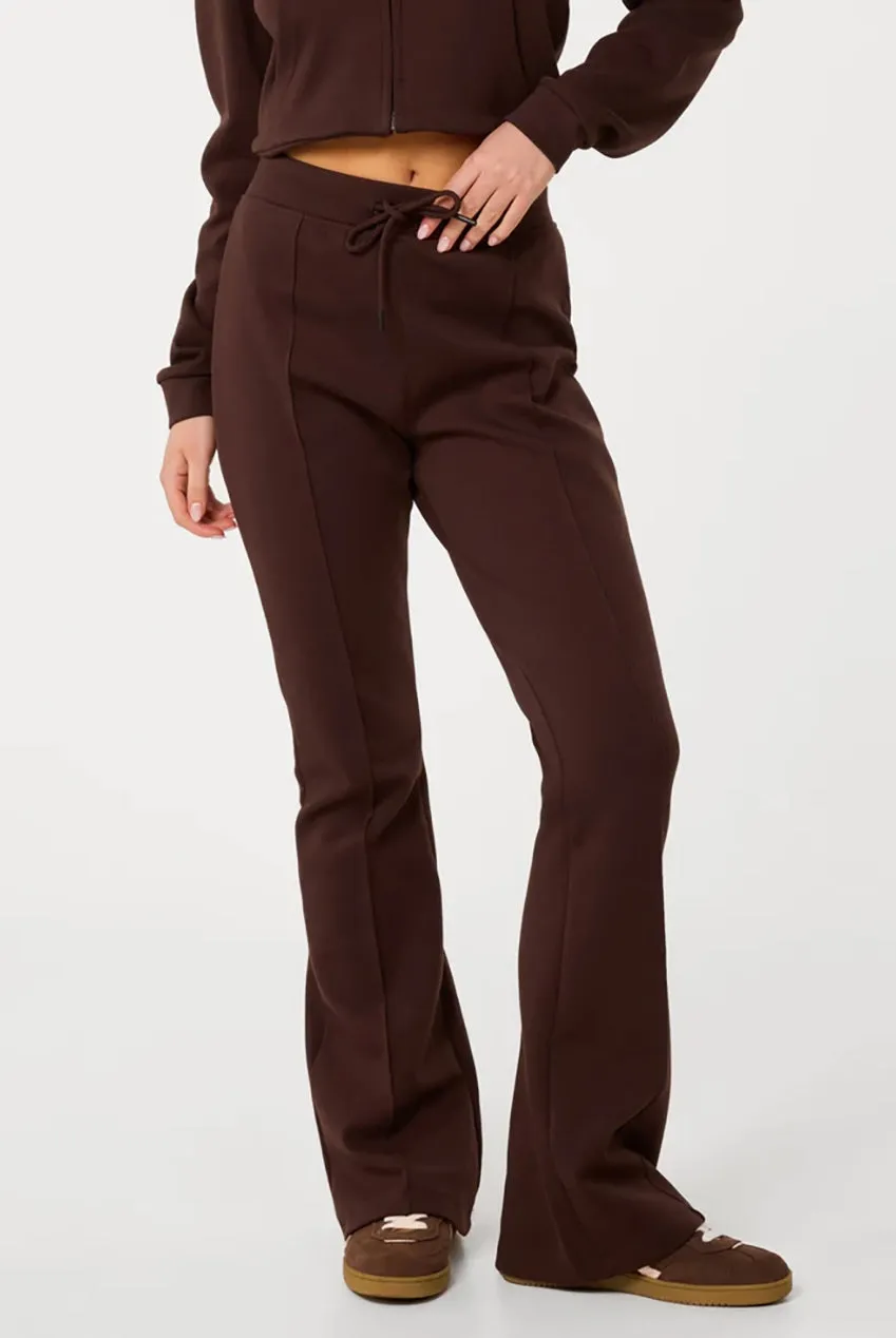 Pink Vanilla Pin Tuck pantaloni jersey cioccolato vita media