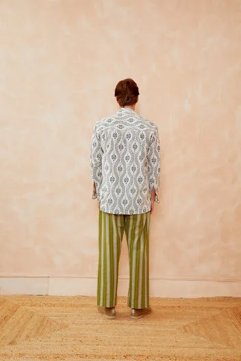 Dahlia Harry camicia fiori blu collo anni 70