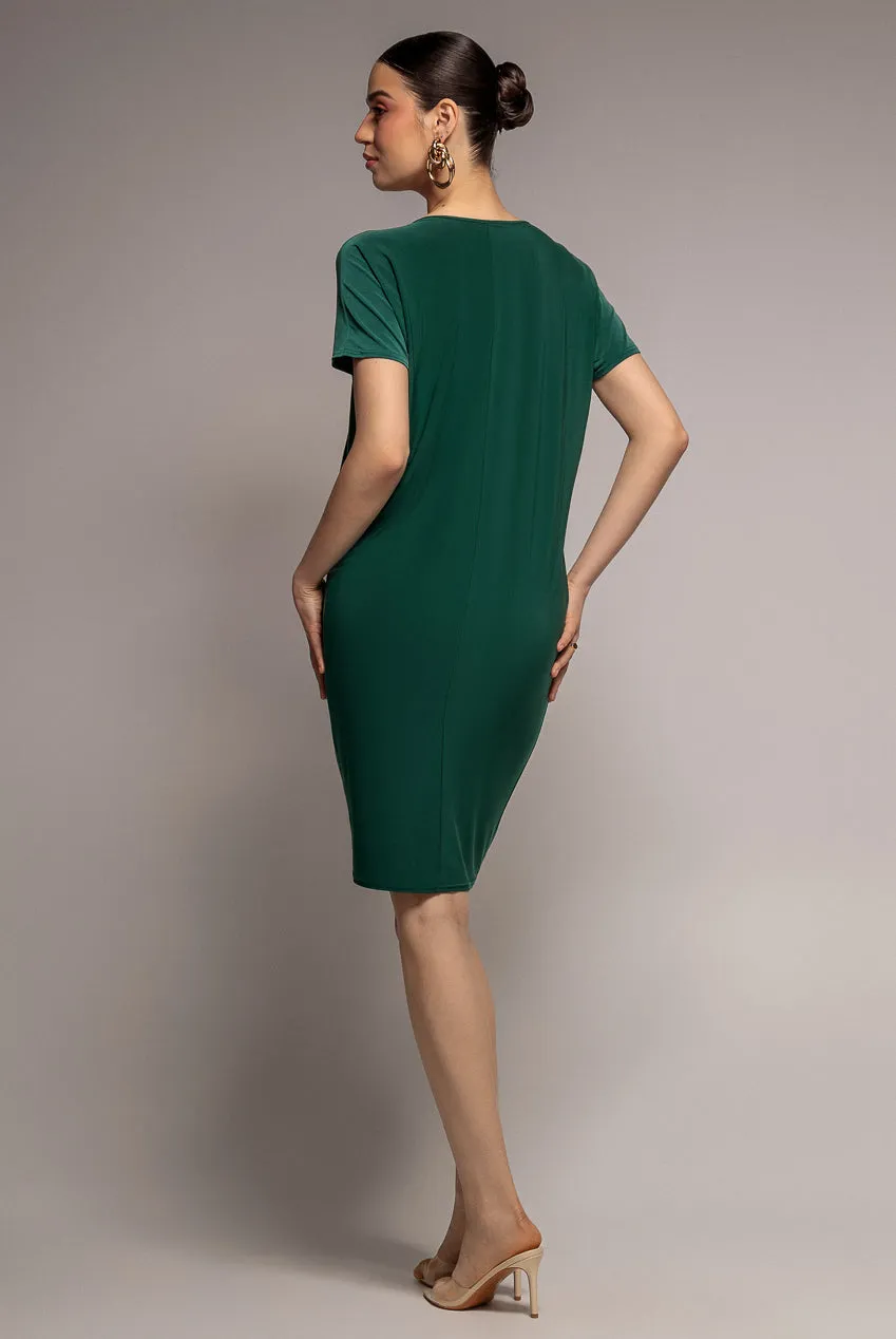 Goddiva DR3090 abito midi verde botanico M manica corta