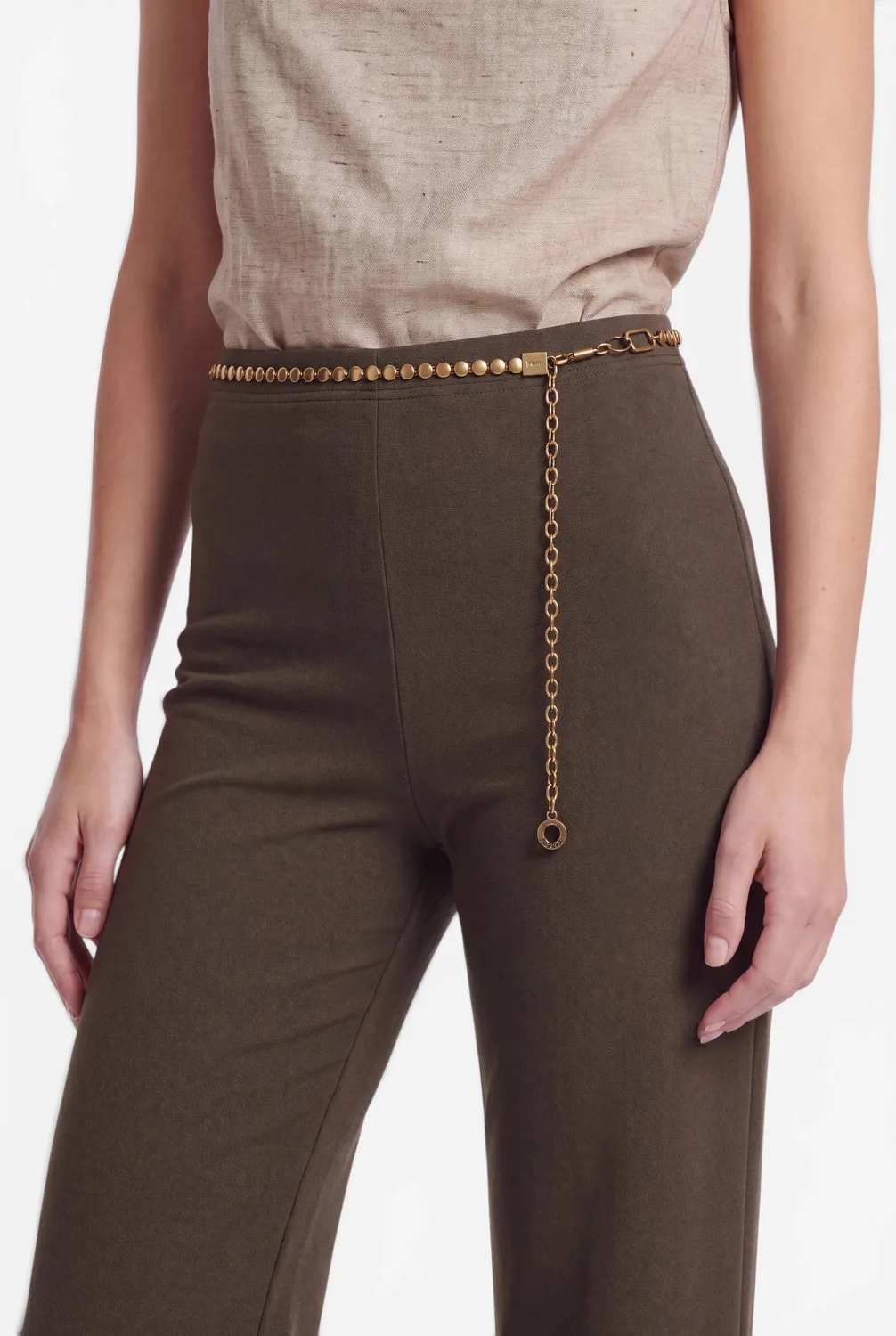 Ana Alcazar Elpharis pantaloni palazzo kaki cintura