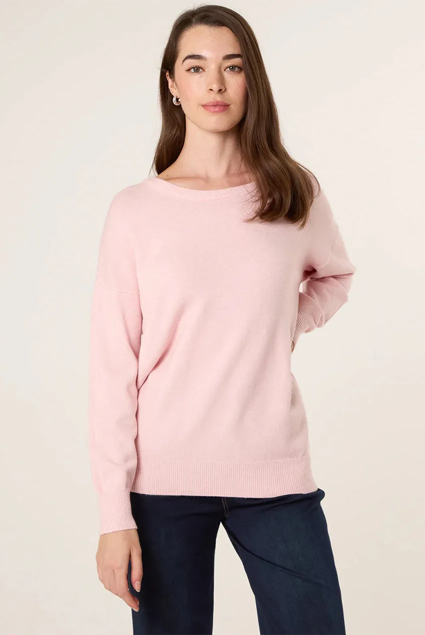 Blue Vanilla Round Neck maglione rosa girocollo leggero