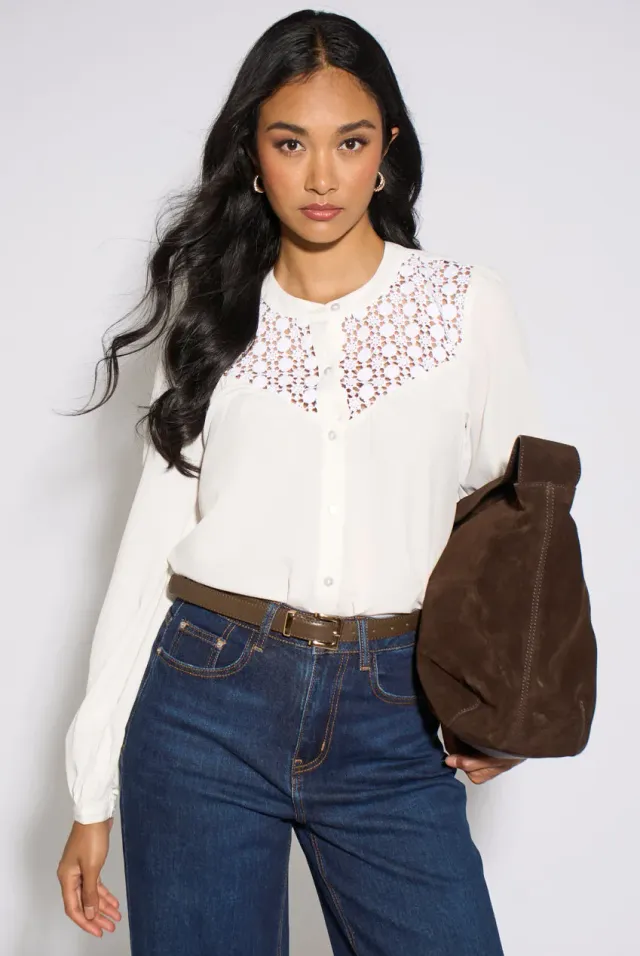 Gini London Broderie camicetta bianca cotone