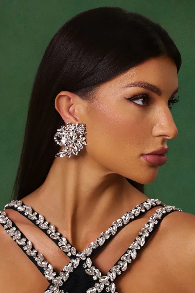 Bella Barnett Rebekka orecchini fiori argento strass