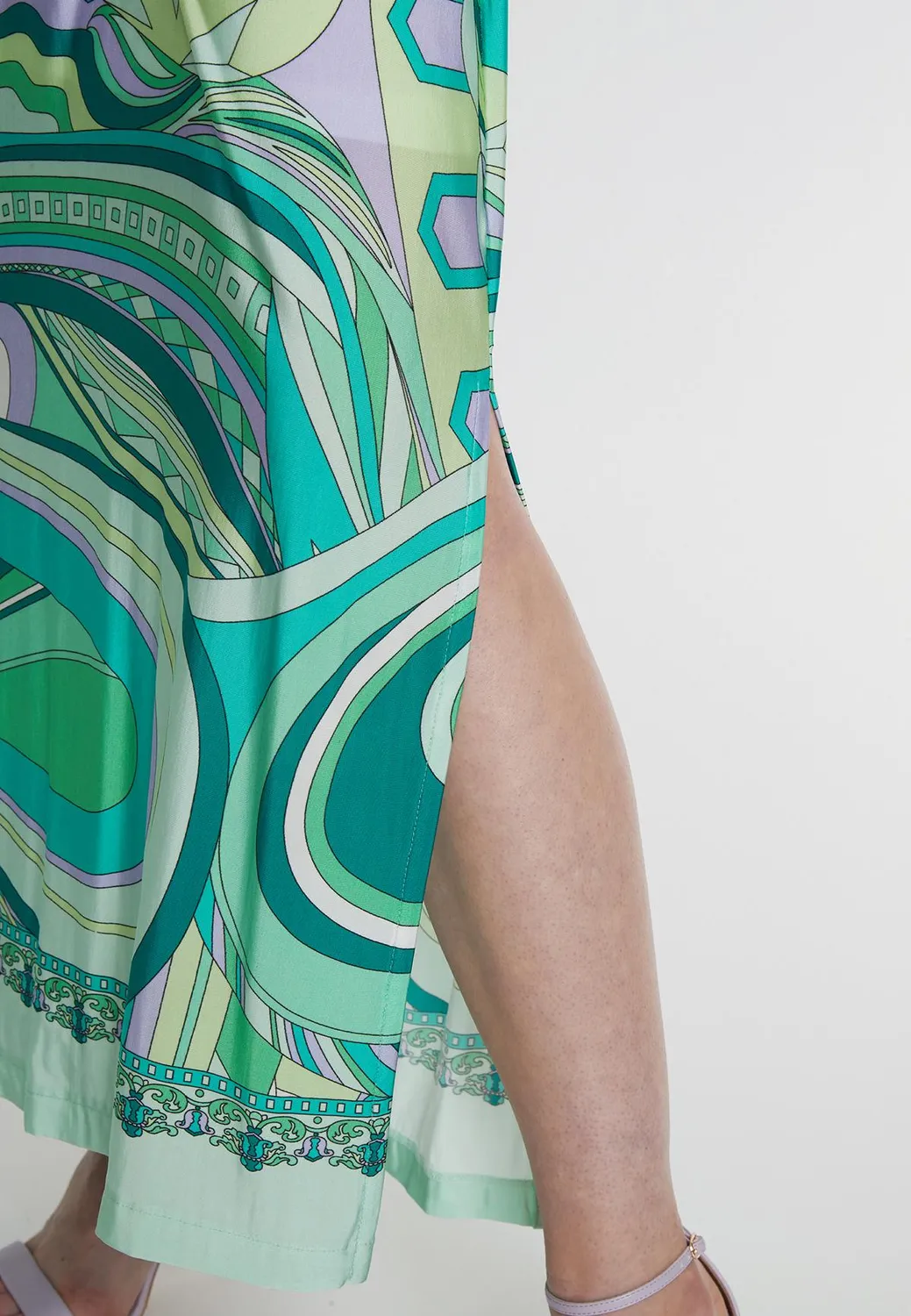 Ana Alcazar Pibala abito lungo fantasia scollo halter