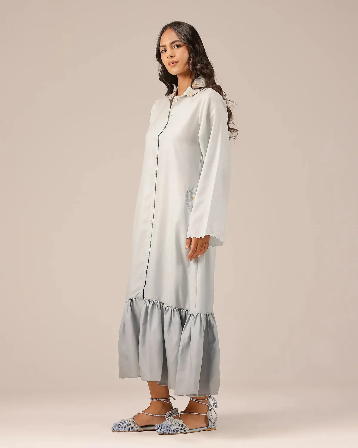 Our Dve Seafoam abito donna grigio lino
