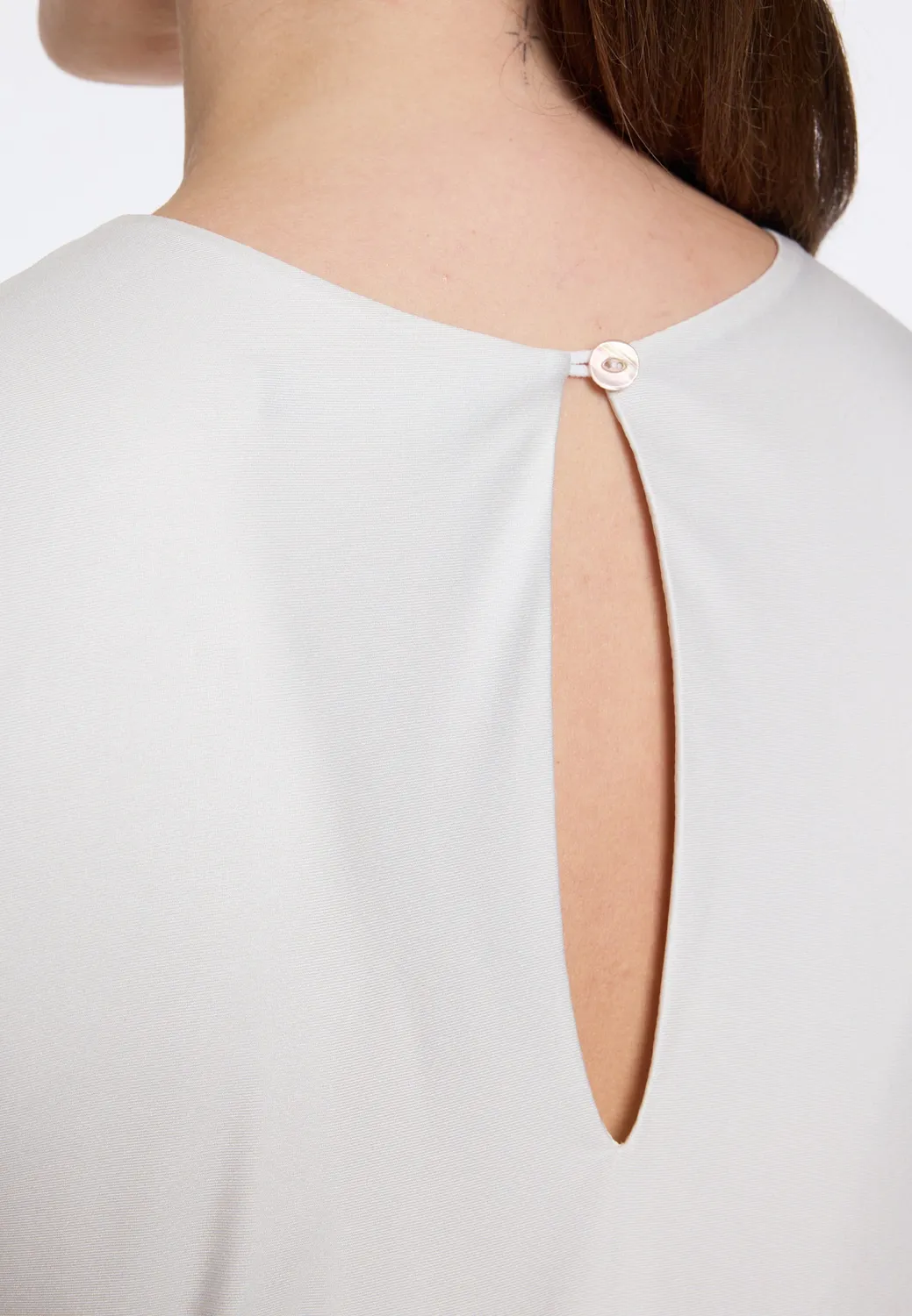 Ana Alcazar Doryma abito beige fiori linea A smanicato