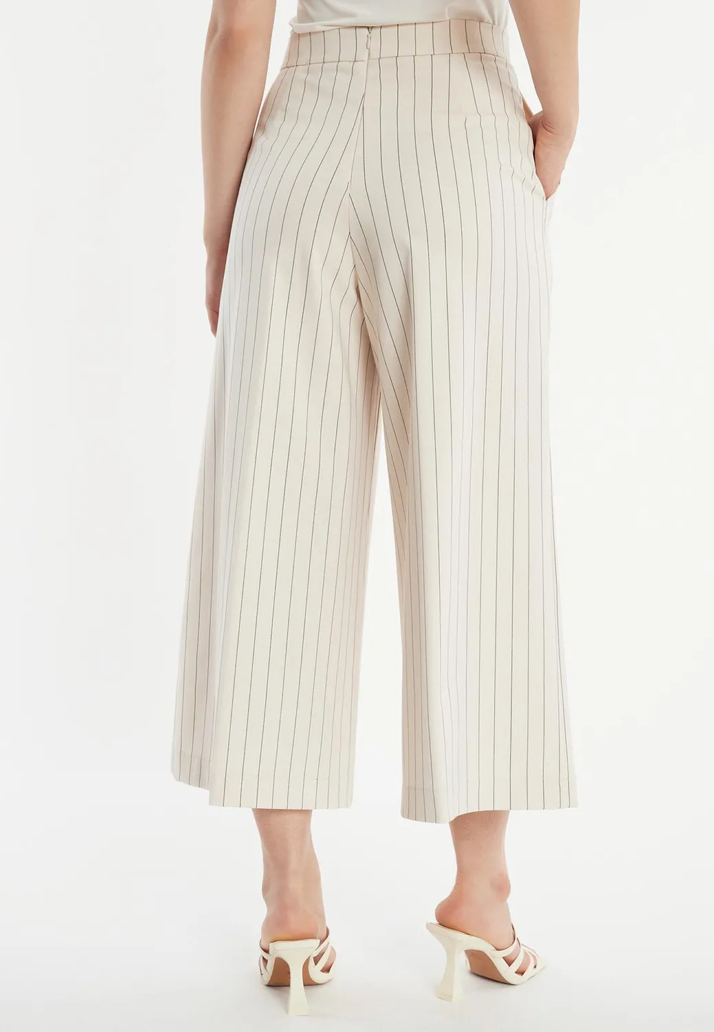 Ana Alcazar Zasina pantaloni culotte ecru gessati