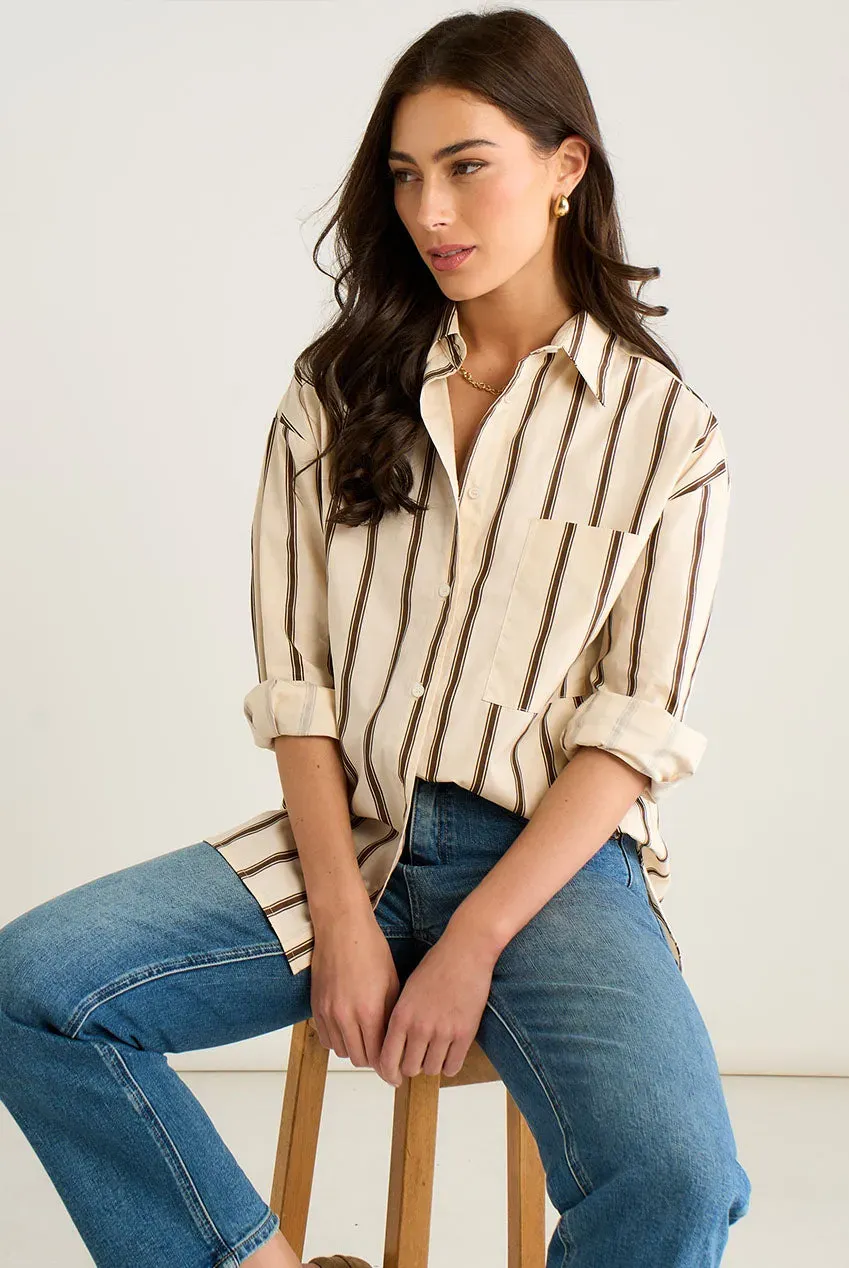 Gini London Cream Oversized camicia crema rigata