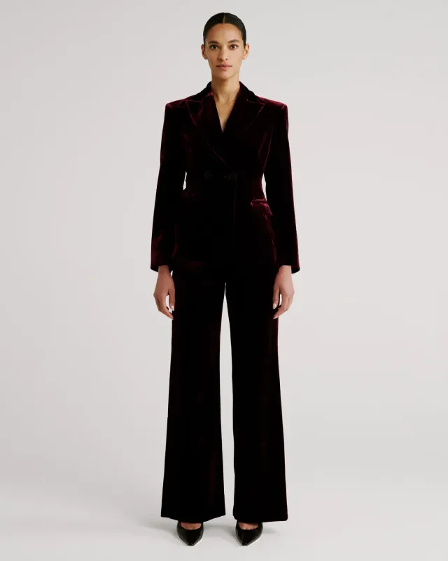 Violante Nessi Burri blazer bordeaux velluto seta IT 42