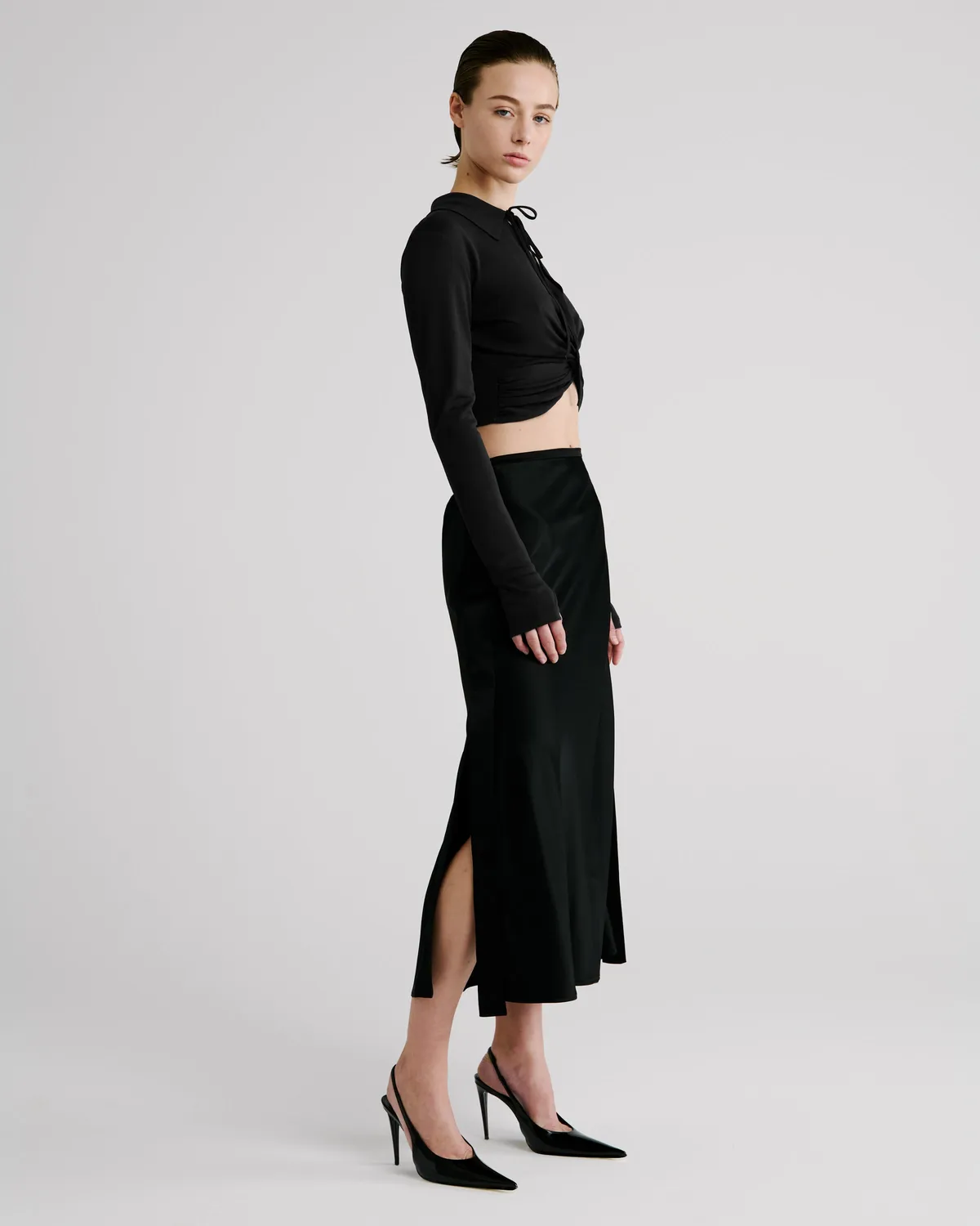 Violante Nessi Goya gonna midi satin nero