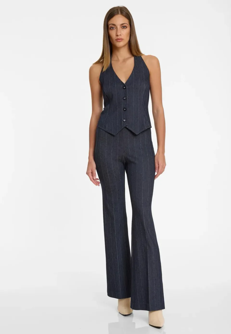 Ana Alcazar Apori pantaloni svasati taglie 34-44 gessato blu