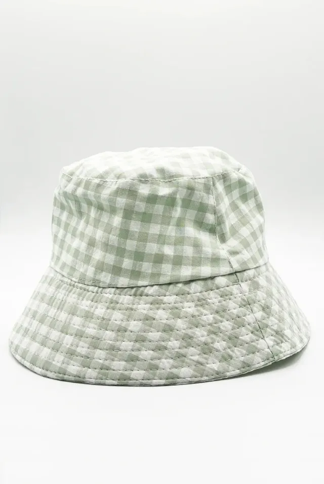 SVNX Rylee Gingham cappello bucket verde bianco 56