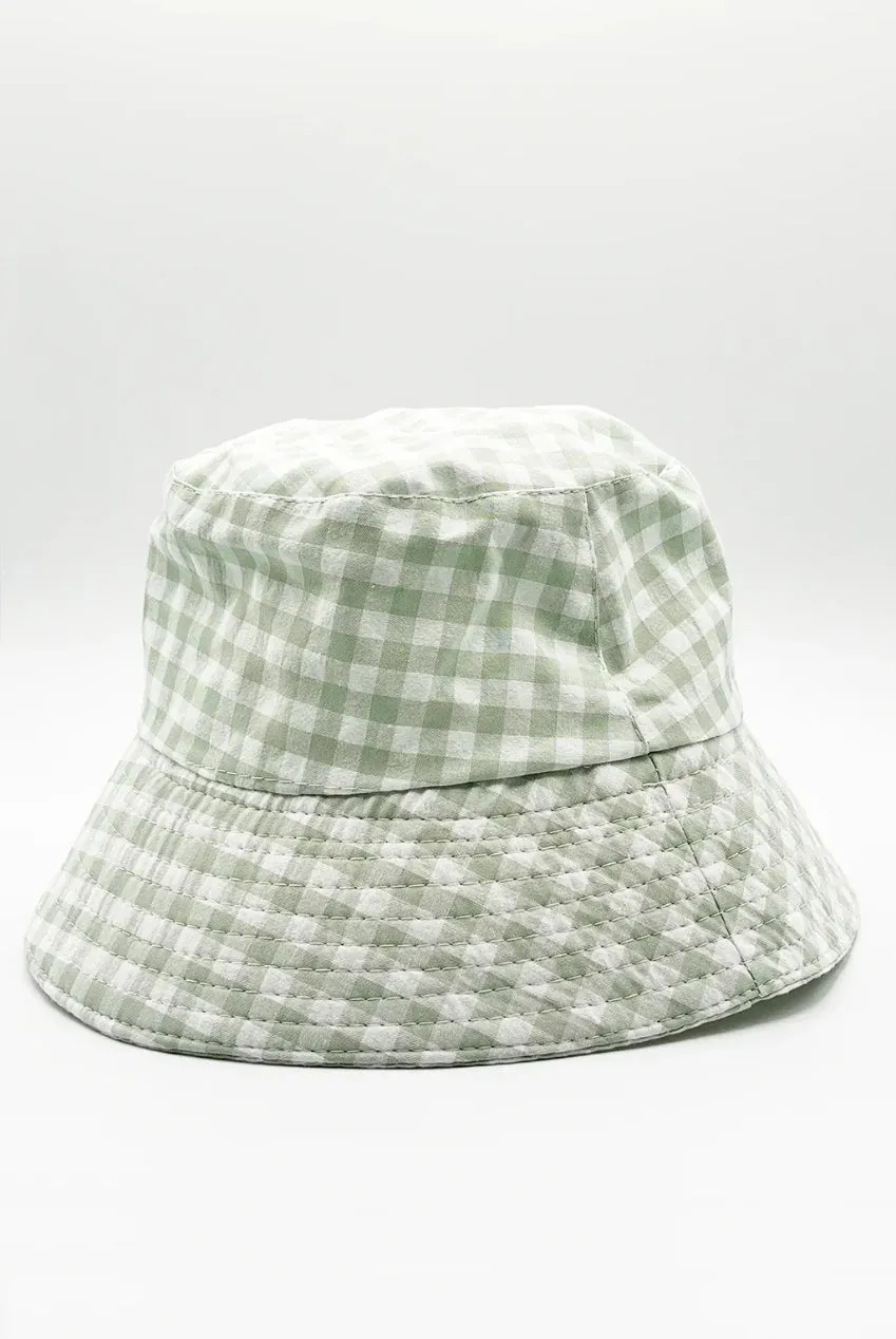 SVNX Rylee Gingham cappello bucket verde bianco 56