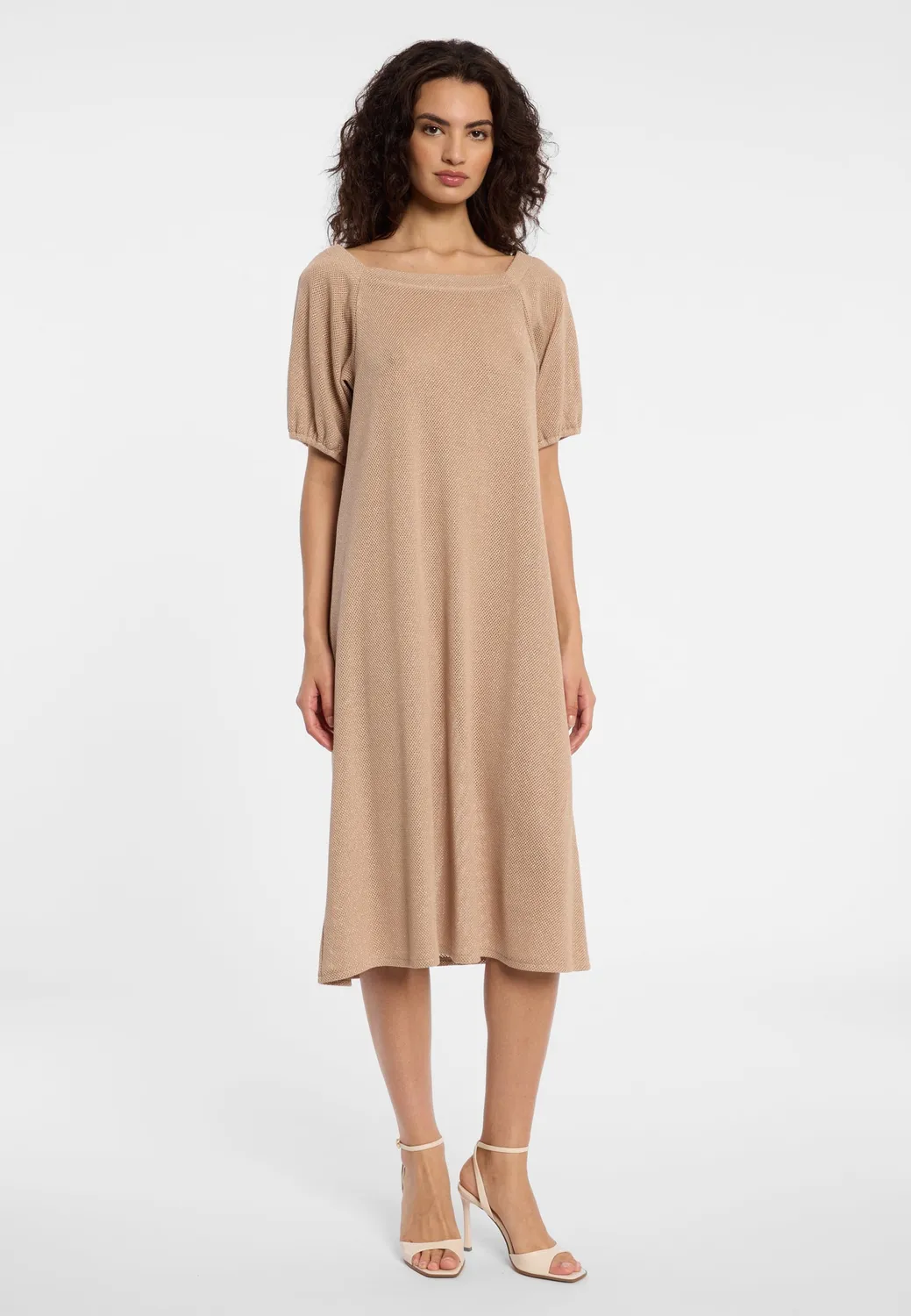 Ana Alcazar Daria abito midi maglia beige oversize