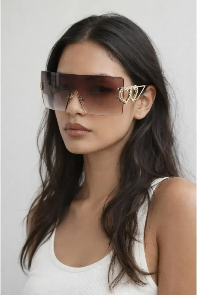 SVNX Flatop Rimless Heart occhiali sole marroni