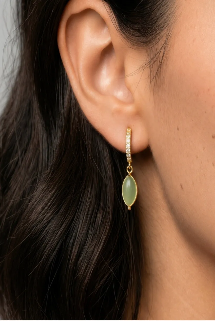 Uchi & Soto Nekomeishi Green Cats Eye orecchini oro verde