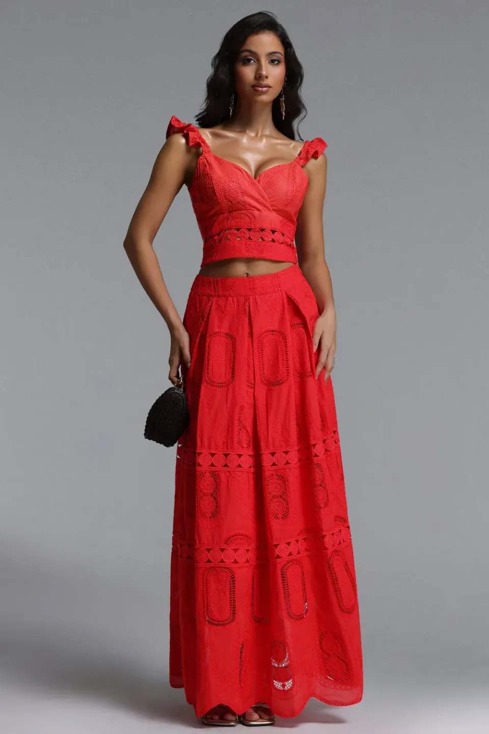 Bella Barnett Lali Resort coordinato rosso scollo a V