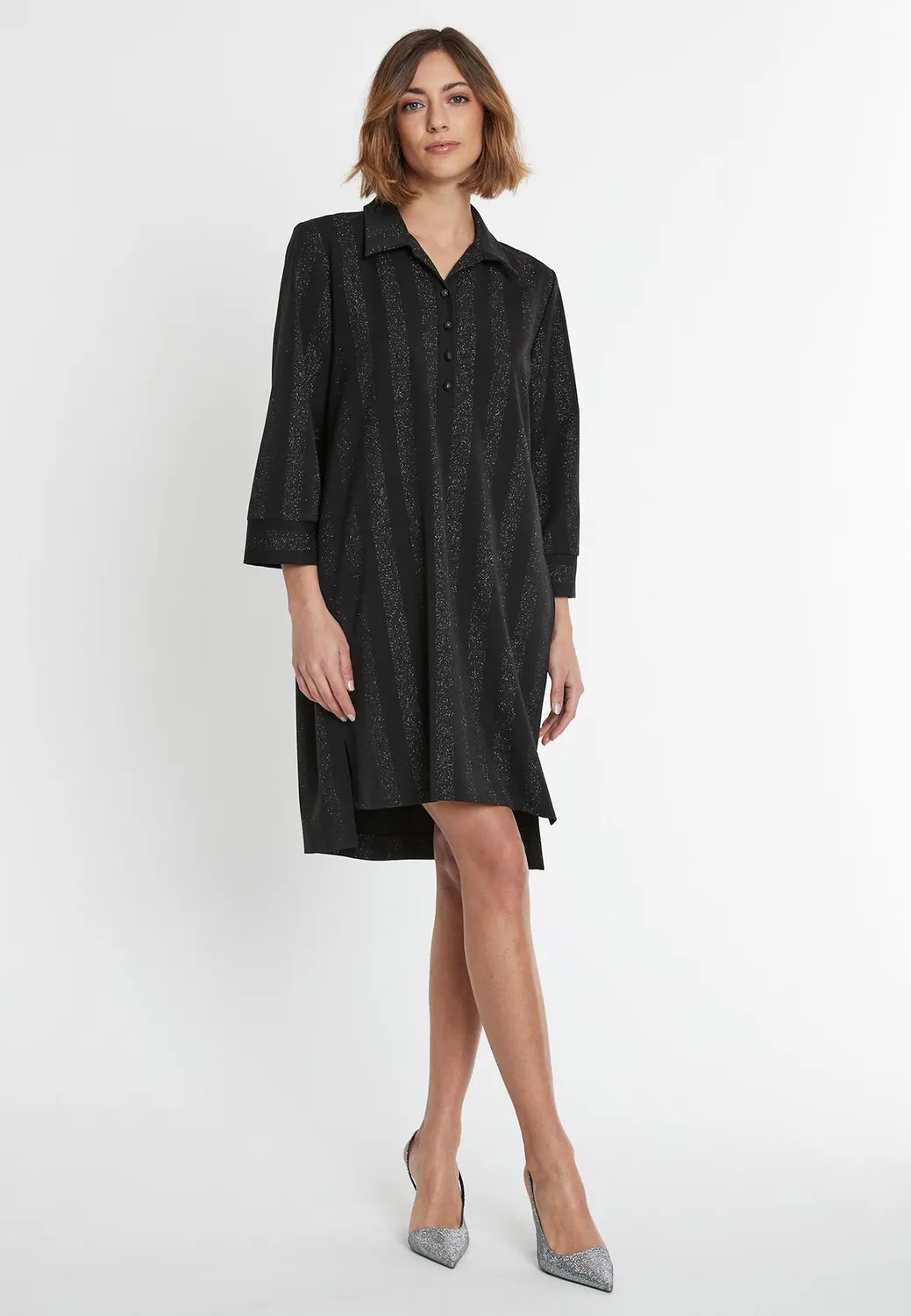 Ana Alcazar Samina abito camicia nero lurex