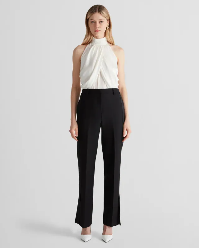 Violante Nessi Vasari Top avorio seta halter drappeggiato